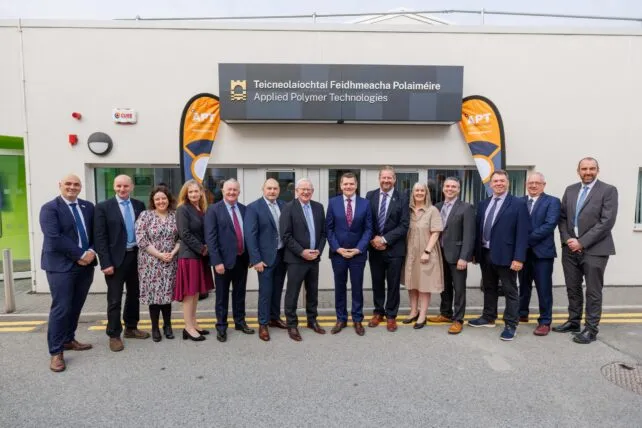 Pictured: Project collaborators joined by Minister Peter Burke at the launch of the new APT facility in TUS Athlone. Photo: Jeff Harvey.