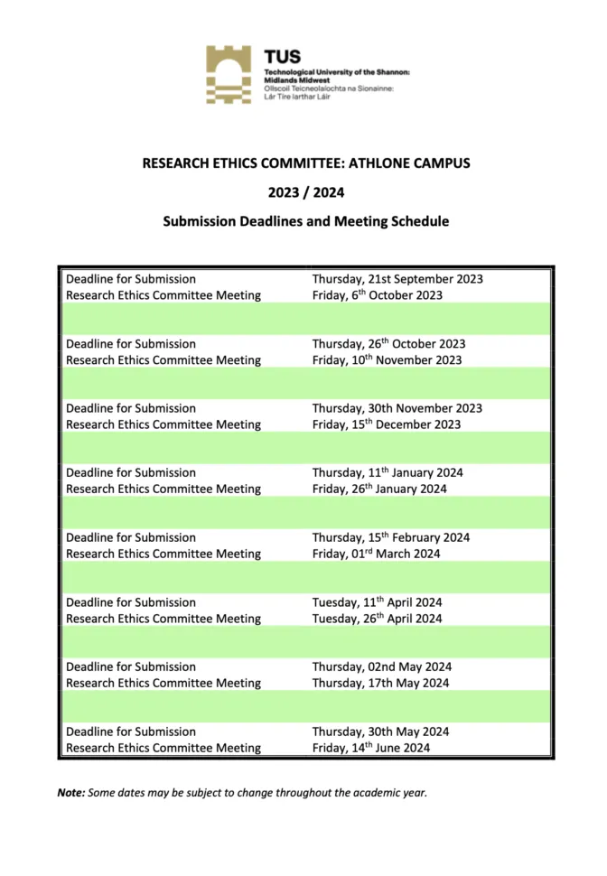 Athlone Ethics Campus Dates