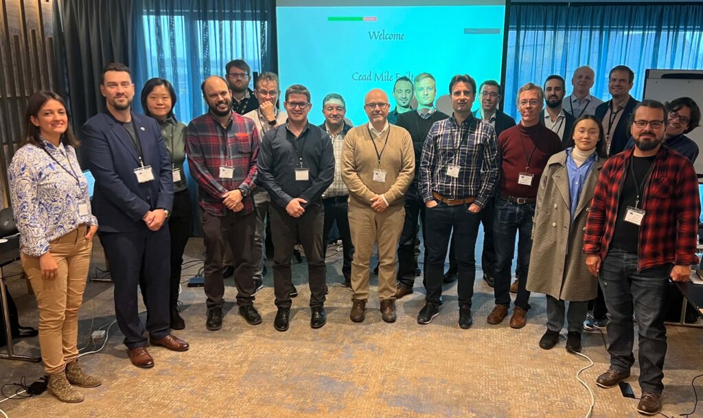 Dr Brian Lee, director of the Software Research Institute at TUS Athlone Campus, and ResilMesh consortium partners are pictured during the inaugural project meeting in Westmeath last week. 